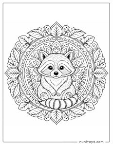 Smiling Raccoon with Striped Tail Coloring Sheet