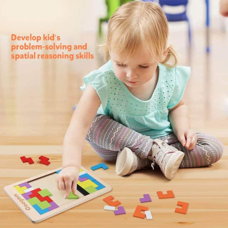 Wooden Blocks Puzzle for Kids – Creative Shape Sorting Play