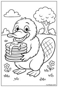 Kawaii Platypus Holding Pancakes