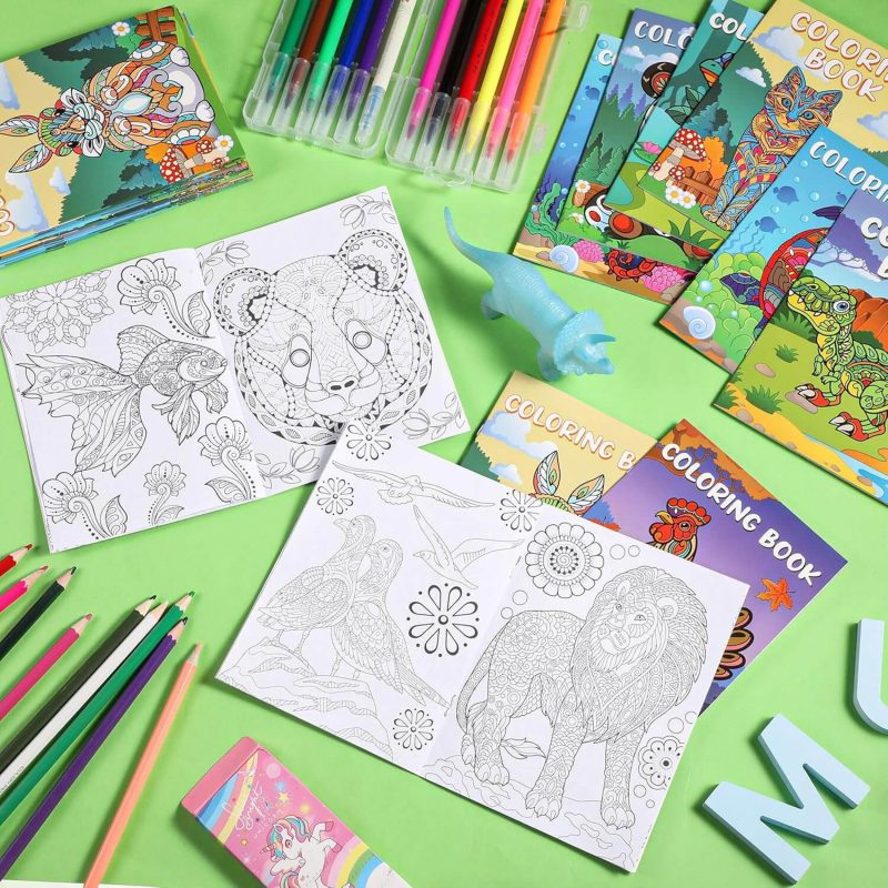 24 Pack Animal Mandala Coloring Books for Kids – Creative Mini Activity Books for Parties and Classrooms