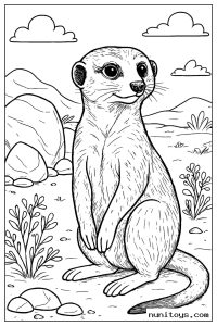 Realistic Meerkat Sitting in a Desert Landscape