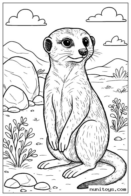 Realistic Meerkat Sitting in a Desert Landscape