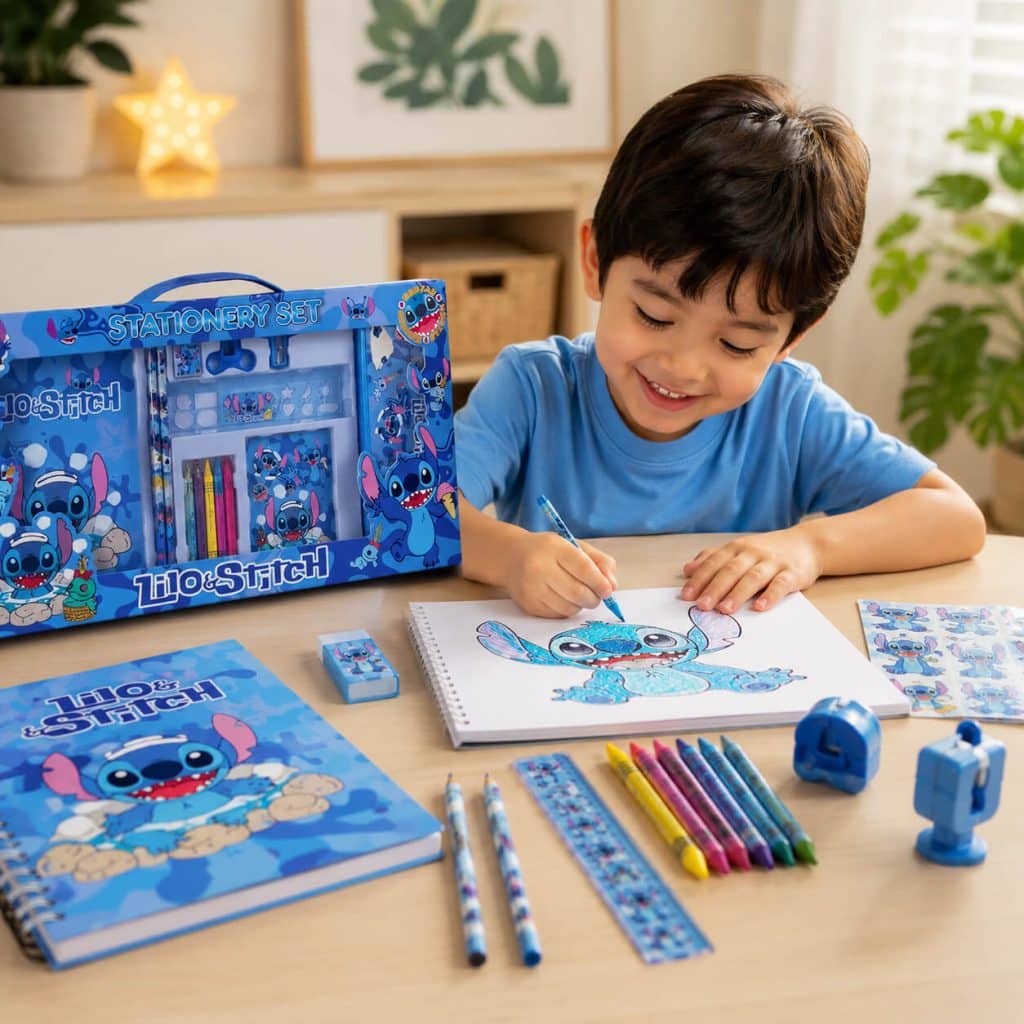 Stitch School Supplies Set for Kids – Notebook, Pencils and Crayons