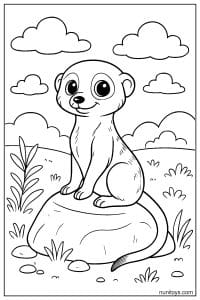 Meerkat Sitting on a Rock Coloring Page
