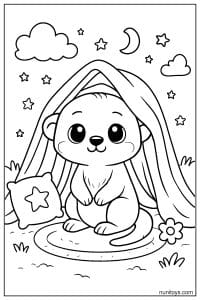 Cozy Kawaii Meerkat Camping Coloring Sheet