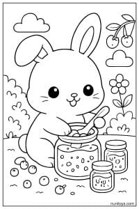Kawaii Pika Making Berry Jam Coloring Sheet