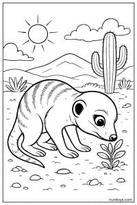 Meerkat Exploring a Desert Coloring Page