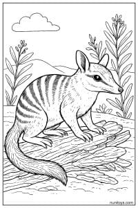 Numbat Resting on a Fallen Log Coloring Page