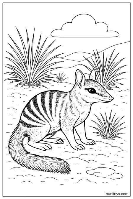Numbat Walking Through Open Grassland Coloring Page