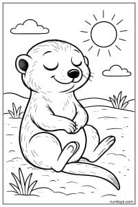 Sleeping Meerkat in a Sunny Desert Coloring Page