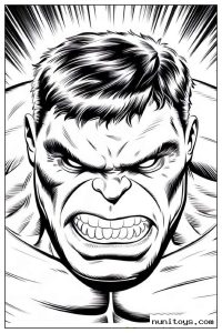 Angry Hulk Face Close-Up Coloring Page