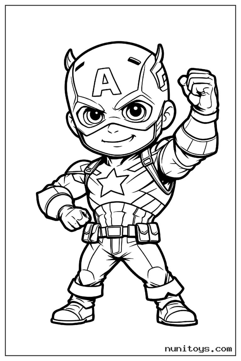 Coloriage Captain America enfant avec poing levé et costume étoilé