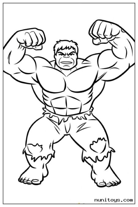 Easy Hulk Flexing Muscles Coloring Page