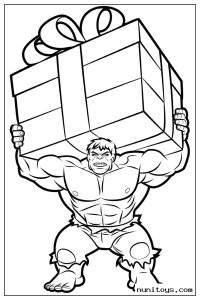 Hulk Carrying Giant Gift Box Coloring Page