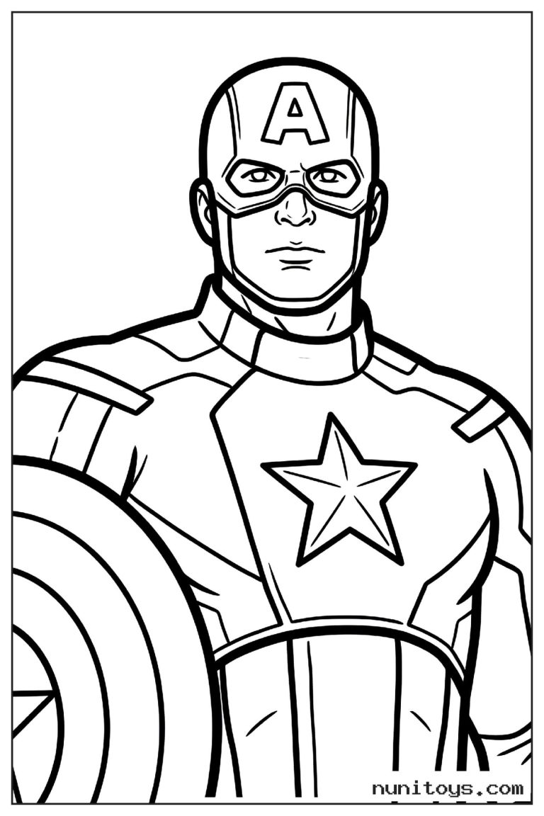 Coloriage portrait de Captain America avec étoile sur le torse