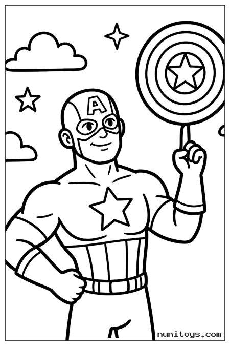 Captain America Spinning Shield on Finger Coloring Page