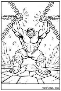 Hulk Breaking Chains on Cracked Ground Coloring Page