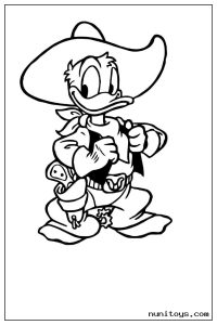 Donald Duck Dressed as a Cowboy Coloring Page