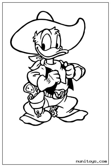 Donald Duck Dressed as a Cowboy Coloring Page