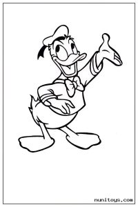 Donald Duck Gesturing with Raised Hand Coloring Page