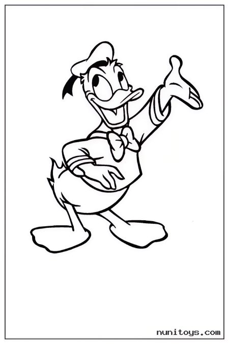 Donald Duck Gesturing with Raised Hand Coloring Page