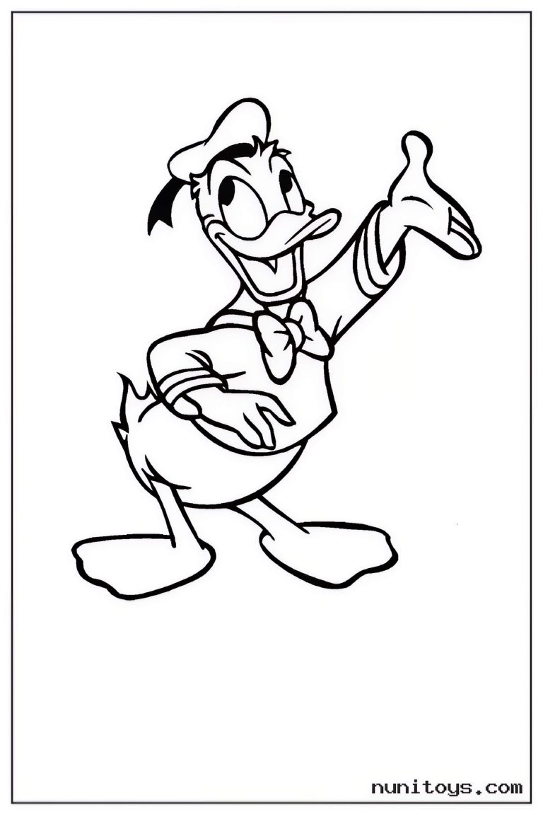 Coloriage Donald Duck debout avec les bras écartés