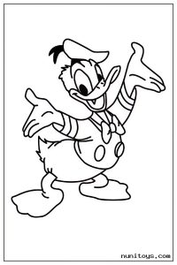 Donald Duck Raising Both Hands Cheerfully Coloring Page