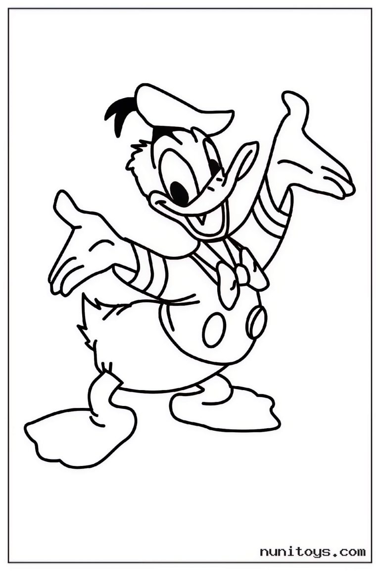 Coloriage Donald Duck debout avec les bras grands ouverts