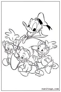 Donald Duck with Huey Dewey and Louie Coloring Page