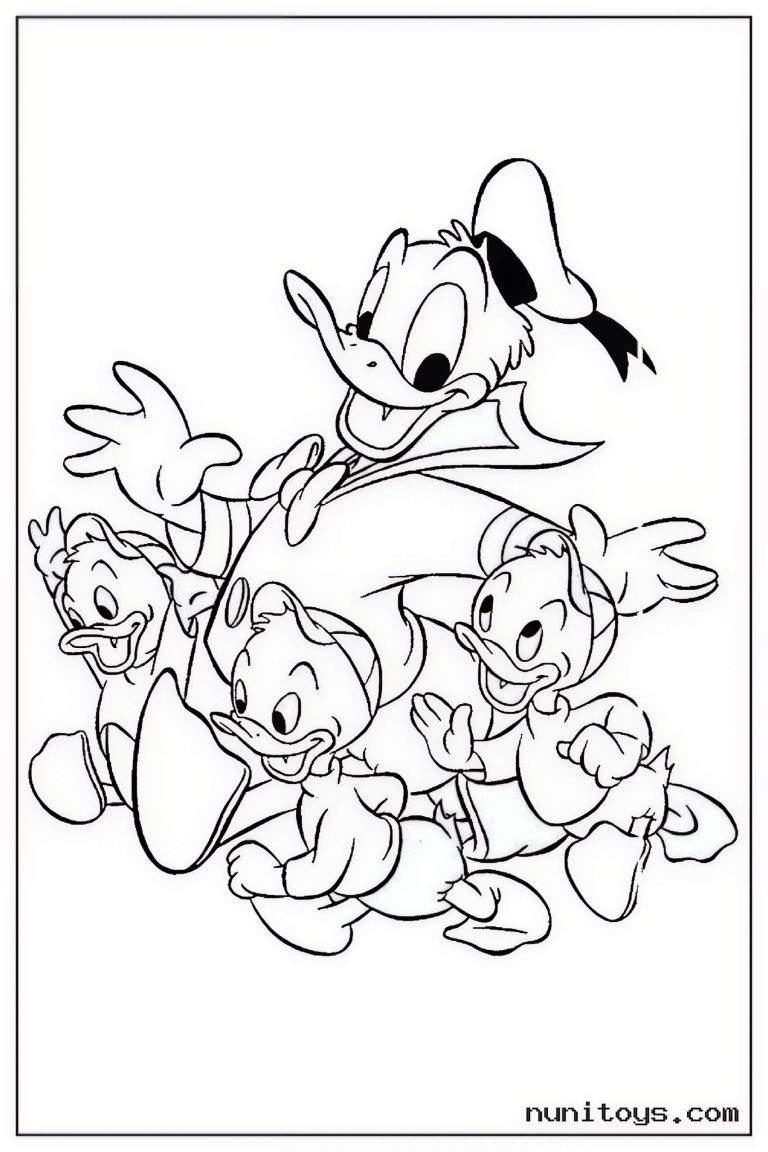 Coloriage Donald Duck avec Riri, Fifi et Loulou réunis