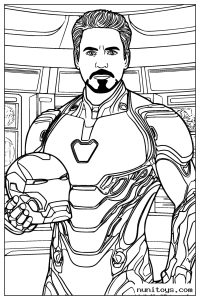 Iron Man Holding Helmet with Armor Open Coloring Page