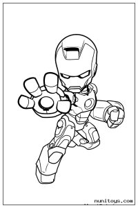 Kawaii Iron Man Firing Repulsor Beam Coloring Page