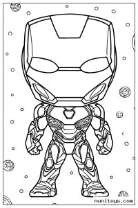 Kawaii Iron Man with Oversized Helmet Coloring Page