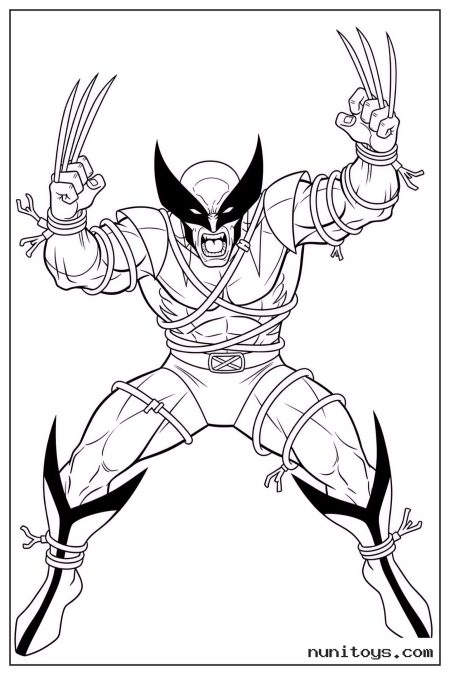 Wolverine Bound in Ropes with Claws Extended Coloring Page