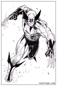 Wolverine Charging Forward with Extended Claws Coloring Page