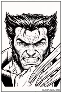 Wolverine Close-Up with Extended Claws Coloring Page