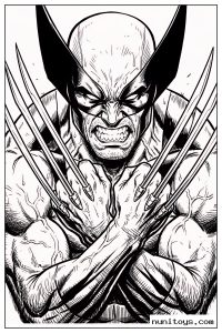 Wolverine Crossing His Claws in Close-Up Coloring Page