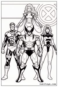 Wolverine with Cyclops Storm and Rogue X-Men Coloring Page