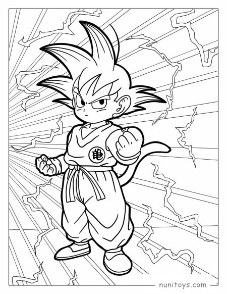 Página para colorear de Goku joven para niños