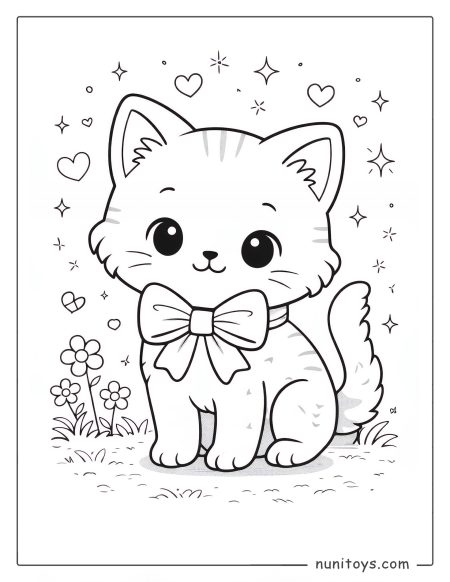 Página para colorear de gatito bonito y tierno